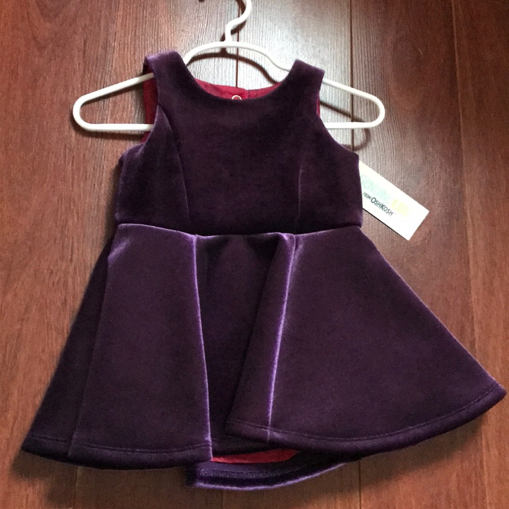 Genuine kids velour dark purple dress